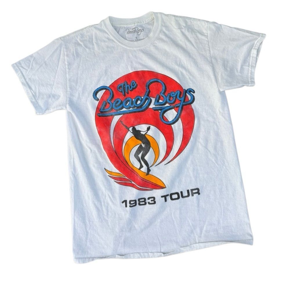 The Beach Boys Unisex Surfer '83 Vintage T-Shirt in White Size Small